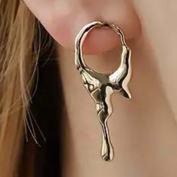 DRIP DRIP DRIP LONG 18K GOLDCLAD DRIPPING EARRINGS 53 - Picture 3 of 4